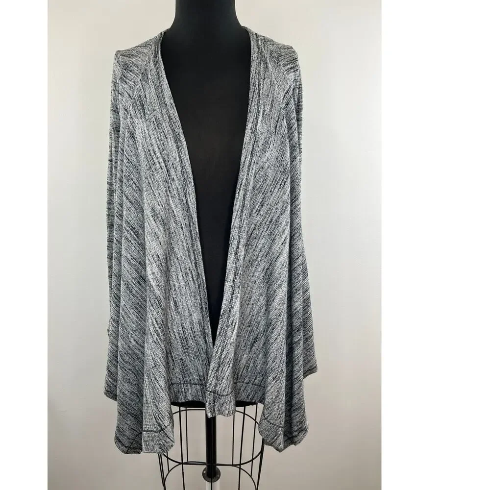 Three Dots Gray Asymmetric Wrap Front Draped Long Sleeve Cardigan Sweater XS